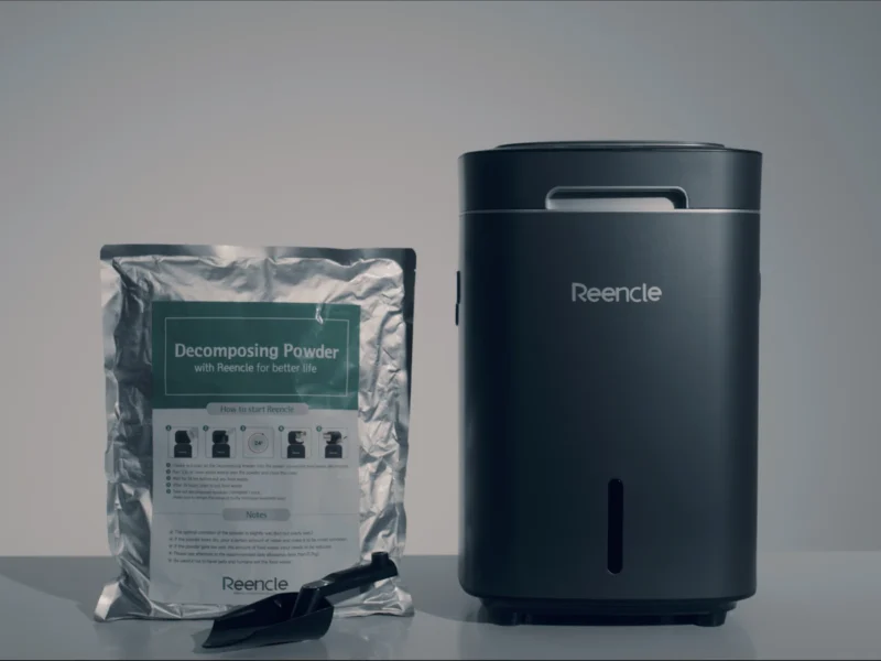 Električni kompostnik Gray Reencle Prime – priložen je začetni paket in zajemalka za kompost